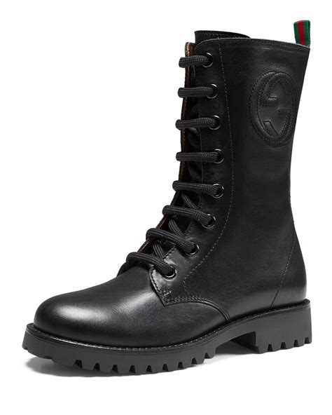 black boots gucci|Gucci black combat boots.